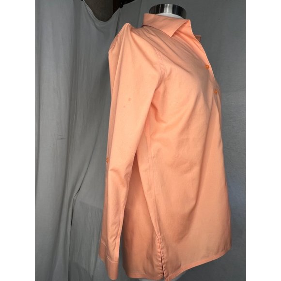 Chicos, orange button front blouse size 0/US4XS  no iron long sleeve - Picture 7 of 14